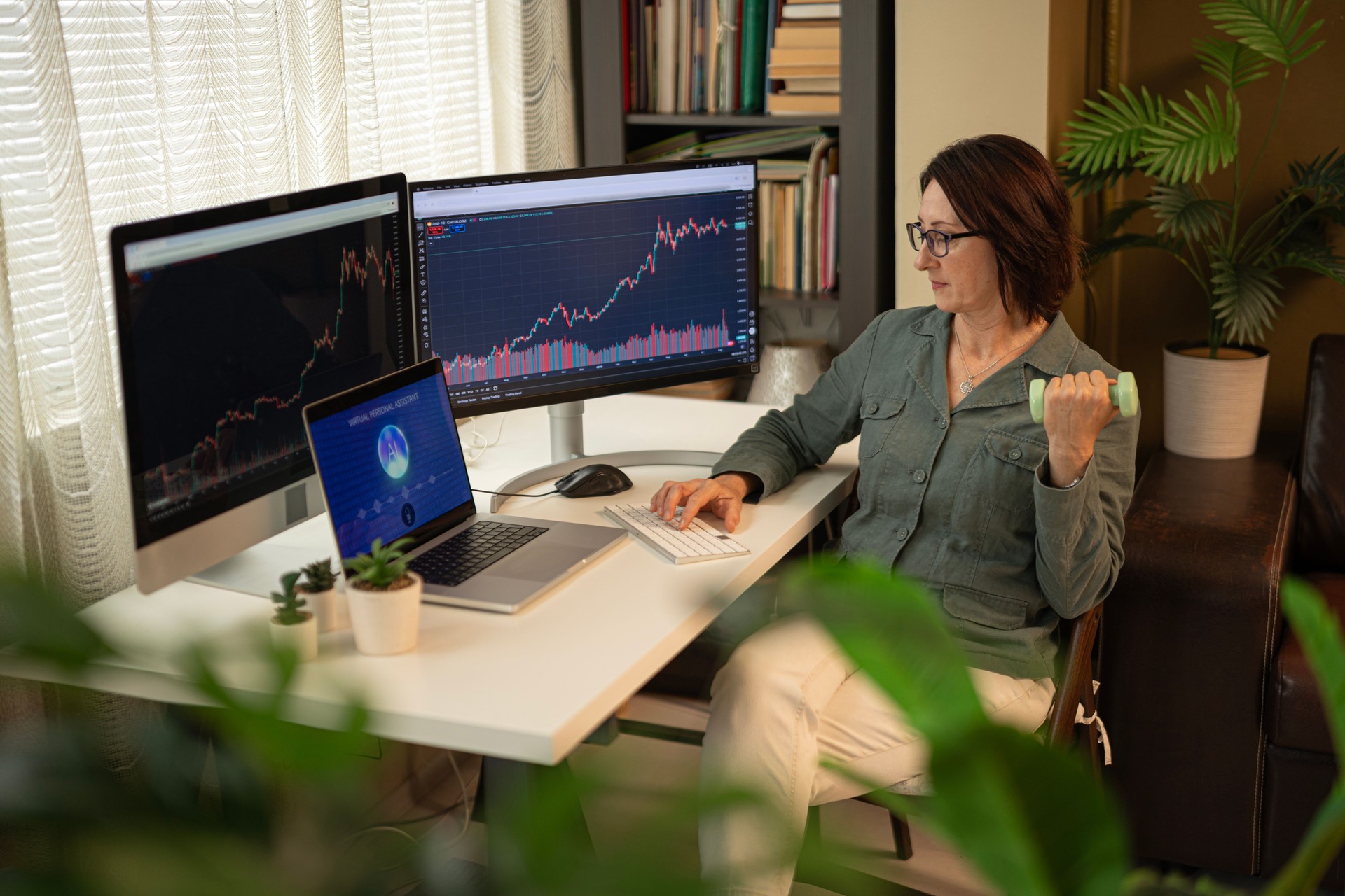 Gen X Woman Investor Trains While Using AI Stock Trading