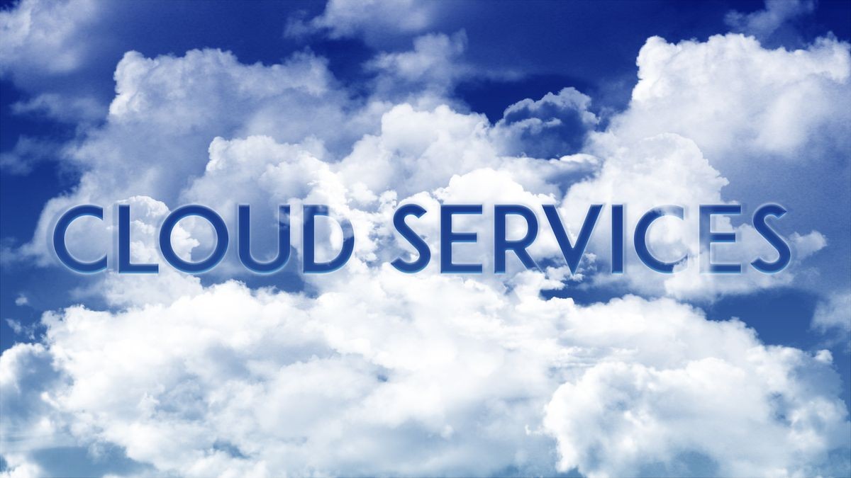 Word cloud services in the clouds; dark blue sky color